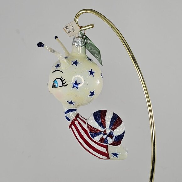 Slavic Treasures Patriotic Event Snail Ornament Figurine Handcrafted Blown Glass - Picture 5 of 9